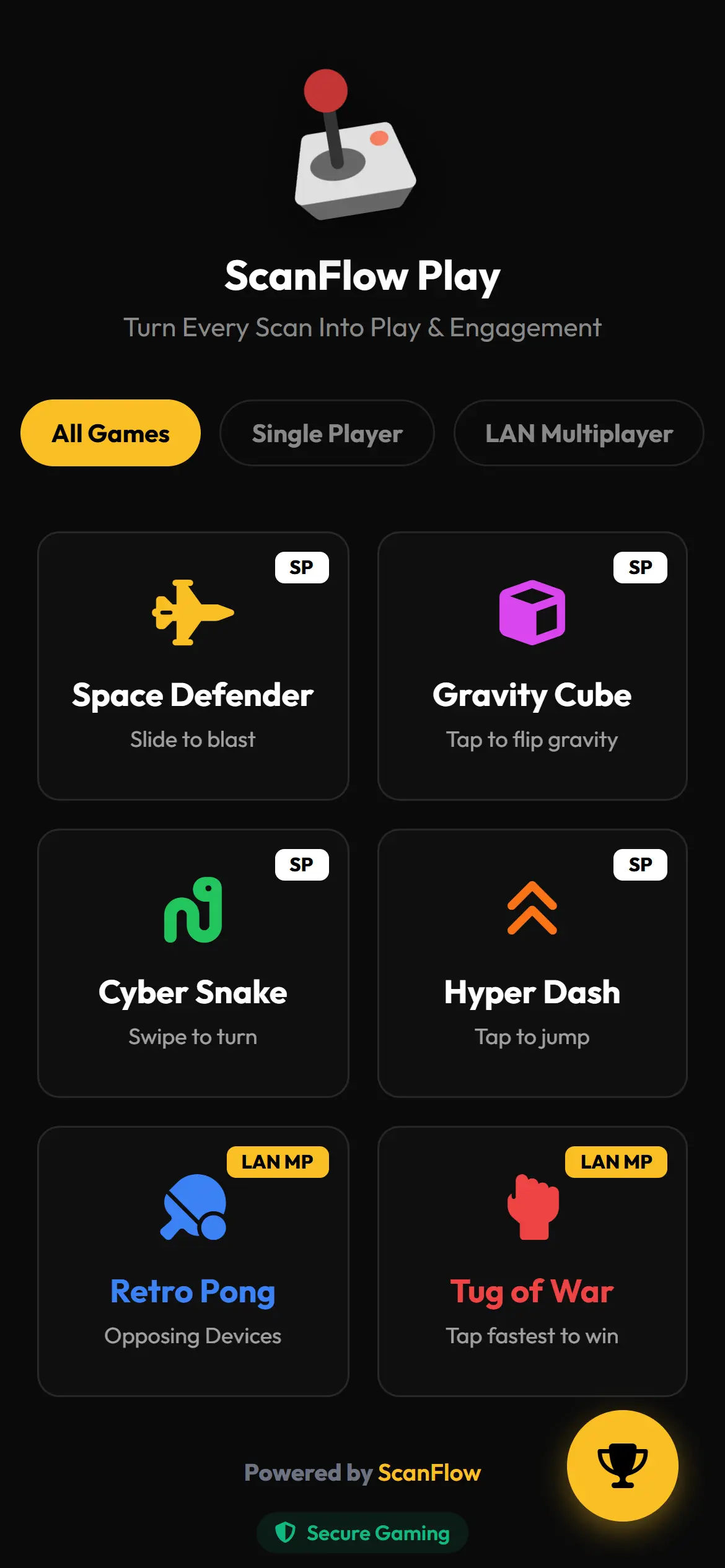 ScanFlow Play - Interactive Branded QR Web Arcade for Customer Engagement